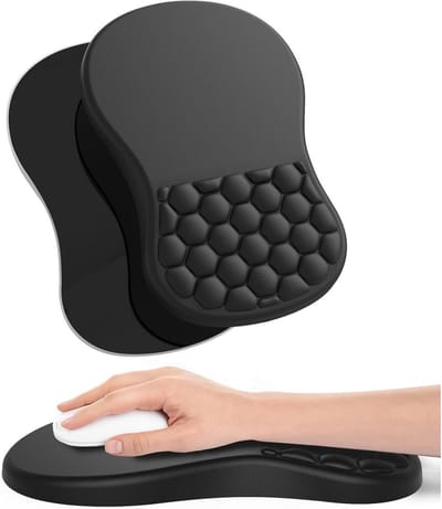 EXCITAT Muismat - met handpalmsteun en massagenoppen - antislip - voor kantoor en thuis - zwart