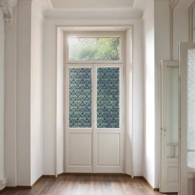Transform Zelfklevende Raamfolie - Glas In Lood Bloemen Blauw - 45 X 200 Cm