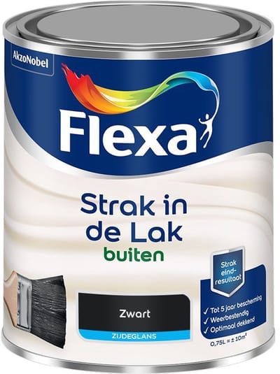 Flexa - Strak In De Lak Buitenlak Zijdeglans - Zwart - Mengverf - 750 Ml