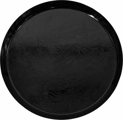 HomeBound by KY | Metalen dienblad rond leaves zwart | 31x31x3cm | dienblad metaal zwart rond leaves