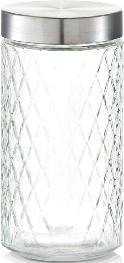 Zeller keuken voorraadpotten / bewaarpotten - 1500 ml - geruit glas - 11 x 22 cm