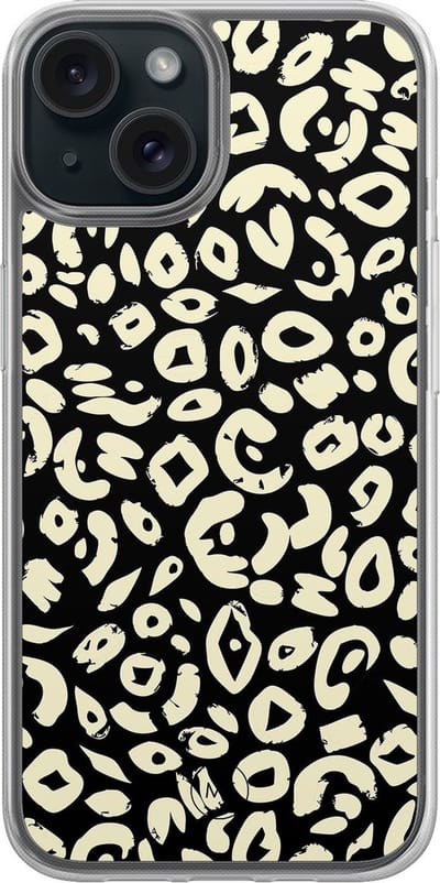 Hybride hoesje geschikt voor iPhone 13 - Animal skin - Extra bescherming - Luxe beschermhoes - TPU case - Transparant, Zwart - Mooie Telefoonhoesjes