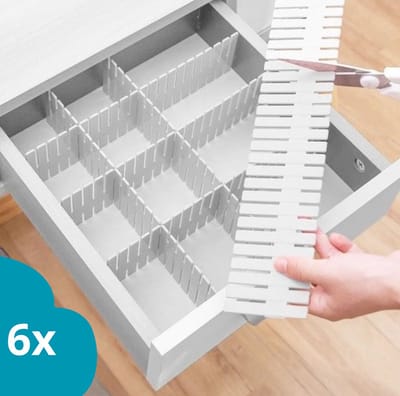 Knaak Ladeverdeler - Lade Organizer - Set van 6 - Wit - Voor Kleding, Keuken en Badkamer