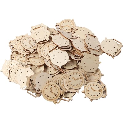 100 pièces Découpes d'horloge en bois non finies Bricolage Innovant Peint à la main Tranches de bois non finies pour beige