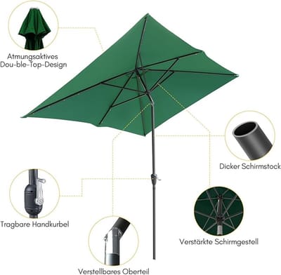 Zweefparasol 300 cm Depauwonen Solar LED Luxe | Draaibaar 360° & In Hoogte Verstelbaar | Terrasparasol met 32 LED Lampjes, Zwengel & UV-bescherming | Grote Tuinparasol voor Balkon, Patio & Strand –...