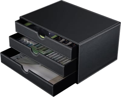 Bureau Organizer met 3 Laden van Hout en Kunstleer