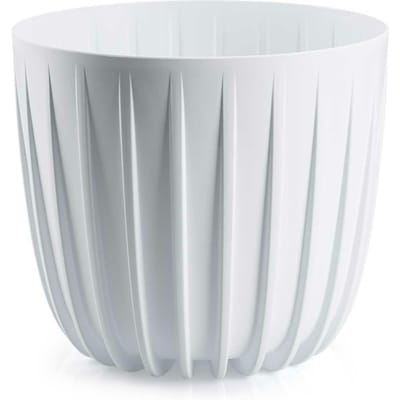 HowHomely Stripped - Bloempot - Wit - Laag - 24x21 cm