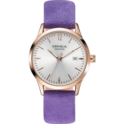 Orphelia Suede OF711820 Horloge - Leer - Paars - Ø 36 mm