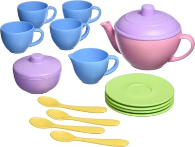Theeservies Speelgoed - Theeset Kinderen - Rollenspel - Gerecycled Plastic - 17 Delig - Meerkleurig
