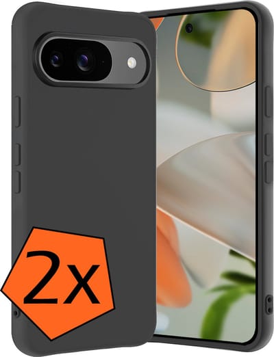 Hoes - 2 Stuks - Geschikt voor Google Pixel 9 - Sterk & Shockproof - Case Siliconen - Back Cover - Telefoon Hoes - Zwart