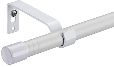 Mat witte gordijnroede voor gordijnen met ringen, verstelbaar, 76-158 cm, 16 mm, perfect voor slaapkamer en woonkamer