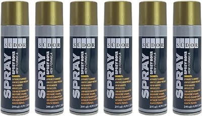 Südor Spuitverf Set 6x200 ml Sneldrogende graffitiverf , Spuitlak , Spuitbus , gouden sprey voor hout, steen, muur, metaal, glas, gips, keramiek