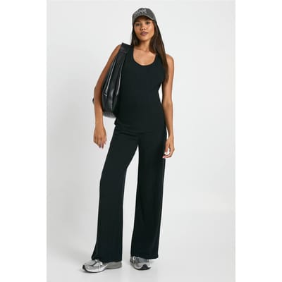 boohoo Dames Zwangerschapsvest met textuur & broek loungewear set | Zwart | Maat: 44