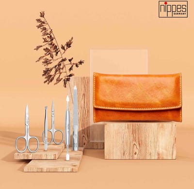 Nippes Solingen Manicure set 5-delig RVS - Cognac - Bruin Leren Etui - Handgemaakt - 25 jaar garantie