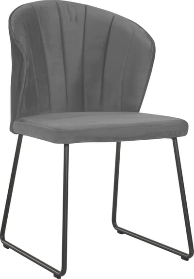 Soof&Tess - Set van 4 - Amalfi U leg Eetkamerstoel - Grijs - Fluweel - Velvet - Industrieel - Met armleuning - Easy Clean Stoffen - Hoge Kwaliteit
