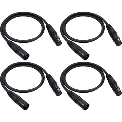 DMX512 Signaalkabel Canon Kabel/Microfoonkabel/Microfoonkabel XLR Kabel Zwart 100cm&4pcs