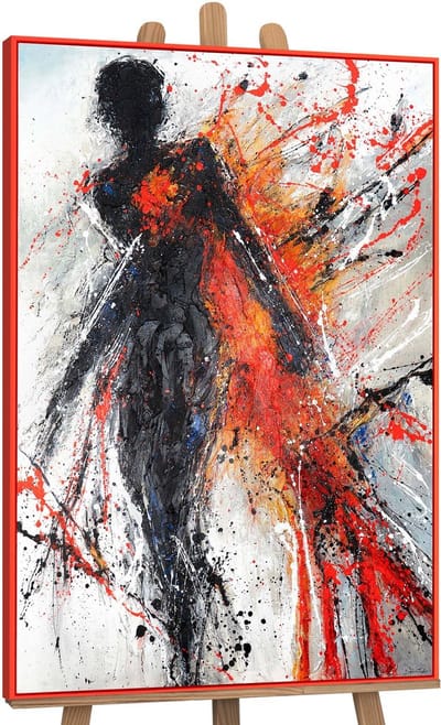 Canvas schilderij handgeschilderd burning grace abstract – YS-Art Gallery – Luxe wanddecoratie voor woonkamer – Modern schilderij voor slaapkamer en hal