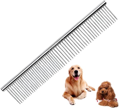 MEDLUXY® PET - RVS Kam - Fijn / Grof - Klein - 19 cm - kam voor dieren, hondenkam, kattenkam, paardenkam