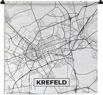 Wandkleed - Wanddoek - Krelefeld - Plattegrond - Stadskaart - Kaart - 150x150 cm - Wandtapijt