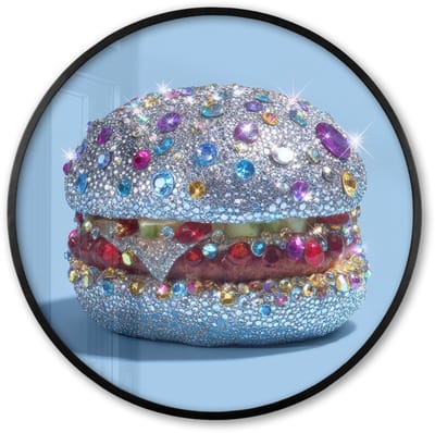 Poster in lijst Rond - Fotolijst 60x60 cm - Posters - Glitters - Hamburger - Blauw - Ronde posterlijst zwart - Decoratie - Wanddecoratie woonkamer - Muurdecoratie slaapkamer