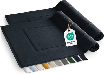 Blumtal Terry Badmat - Badmat 100% Katoen in 50x80 cm - Oeko-Tex gecertificeerd badmat & douchemat - Badmat - Set van 2 stuks - Donkerblauw