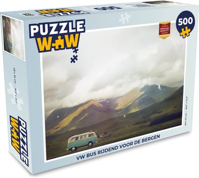 Puzzel Bus - Bergen - Wolken - Legpuzzel - Puzzel 500 stukjes