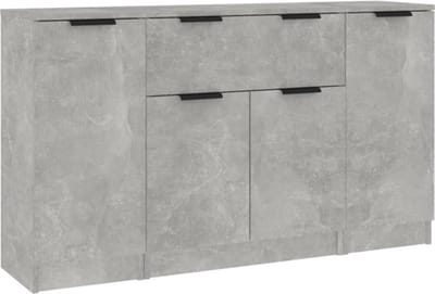 vidaXL - Dressoirs - 3 - st - bewerkt - hout - betongrijs