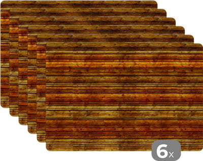 Placemat - Vintage - Hout - Patronen - Planken - 45x30 cm - 6 stuks - Hittebestendig - Anti-Slip - Onderlegger - Afneembaar
