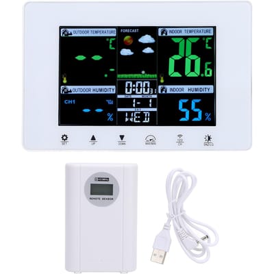 Meteorologische Klok Kleuren LCD-scherm Digitale Weerthermometer met Atoomklok voor Garage black