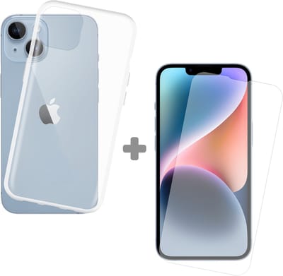 Cazy soft TPU Hoesje + Tempered Glas Screenprotector geschikt voor iPhone 14 - Transparant