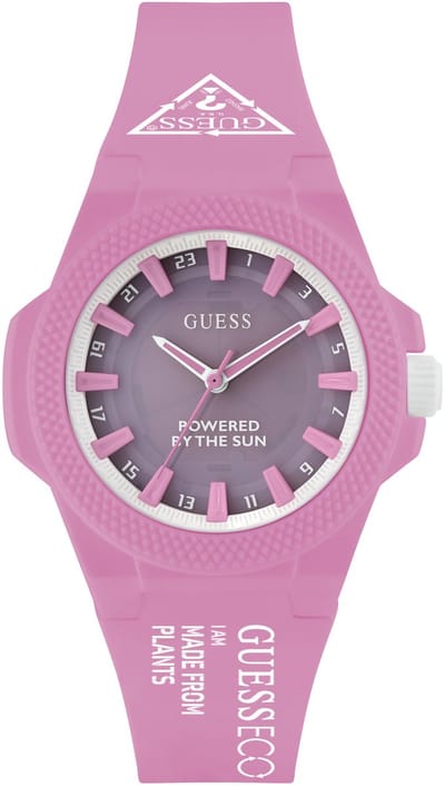 Guess Outspoken Kwarts Analoog Horloge Roze Kast: 100% Duurzaam Nylon | Armband: 100% Pu 40 mm GW0587L3
