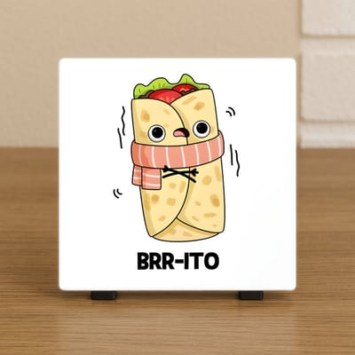 Wenstegeltje “Brr-ito” – Wrap met Sjaal Decoratie - Hip trendy tegeltje – Wanddecoratie – Cadeau voor Nieuwe Woning, Housewarming of Gezinscadeau – Sfeervol en Persoonlijk – Trendy nu – Origineel cadeau