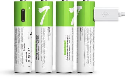 Oplaadbare Li-ion AAA Batterijen 1.5V 750 mWh met 4 in1 USB-C Kabel - Duurzame Keuze - Lithium AAA batterij - 4 stuks