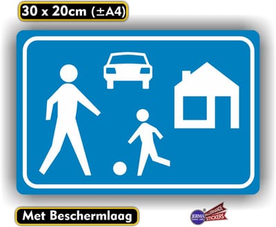 Jerma - Speelstraat - Woonerf sticker – 30 x 20 cm - Vinyl - zelfklevend - transparant beschermlaag
