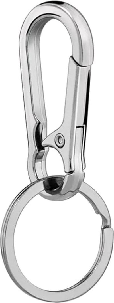 1x Karabijnhaak Met Sleutelring - Musketonhaak - Karabijnsluiting - Musketon - Sleutelhanger - RVS - 70x25mm - Zilverkleurig
