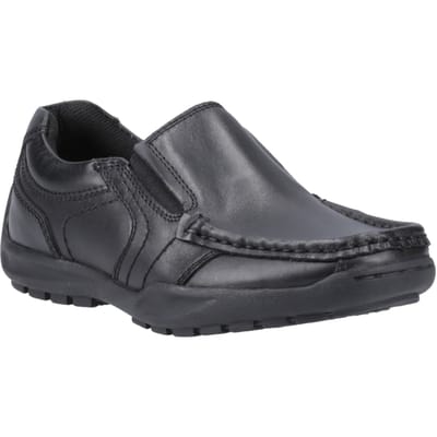 Hush Puppies Morgan Leer Jongens Zwarte Loafers