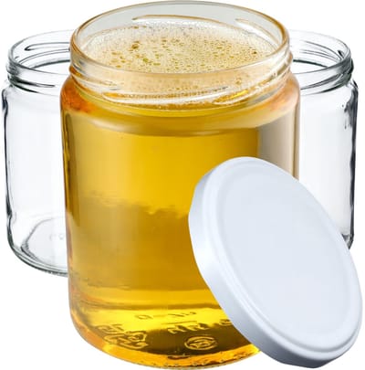 KADAX Weckpotten, 540 ml, inmaakpotten voor schroefdeksel, jampot, voorraadpot, conservenglas, ronde glazen (wit, 8 stuks)