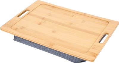Schoottafel Laptop – Laptoptafel voor Bank/Bed – Bamboe Dienblad met Kussen – Ontbijt Bed Tafel – Laptopkussen – Met Handgrepen