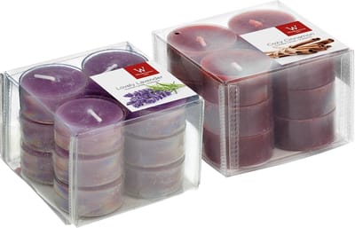 Geurkaarsen theelichtjes - 24 stuks - verse lavendel en kaneel