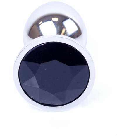 Power Escort Anal Plug Zwart met Kristal – RVS – 7 cm – Luxe Design