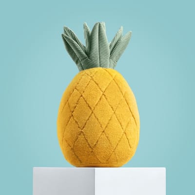 Phantoscope Fruitvormige kussens serie ananasvormig sierkussen, leuk huisdecor van fruitthema gevormde kussens, decoratief gevormd kussen voor bank, bed en stoel, geel, 22 x 29 cm
