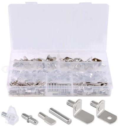 Dailygoods- Plankstiftset 160-delig - Vernikkelde Plankhouders - Planksteunpennen - Ondersteuning voor Meubels - Roestvrij Staal - Duurzaam en Corrosiebestendig - Planksteunen