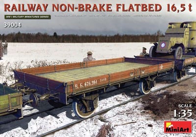 MiniArt Modelbouwpakket Militaire voertuigen - 39004 Railway Non-Brake Flatbed 16,5 T. Plastic - 1:35 - Modelbouw