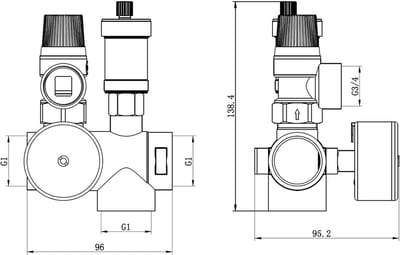 Veiligheidsgroep Centrale Verwarming - Warmwaterboiler Beveiliging - Installatie Beveiligen - Geïntegreerde Manometer - 1 Inch - Messing