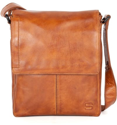 Leren Crossbodytas met klep - Stan - Brandy