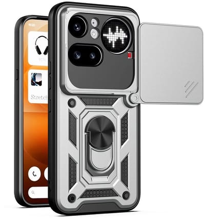 MobyDefend Hoesje - Geschikt voor Nothing Phone (4a) Pro - Pantsercase Met Draaibare Ring - Zilvergrijs