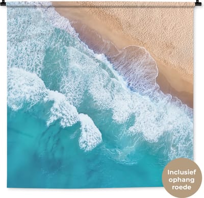 Wandkleed - Wanddoek - Zee - Water - Schuim - 150x150 cm - Wandtapijt