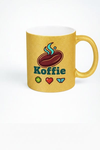 Koffie Mok Pixel Art Gamer Goud - Cadeau voor Koffieliefhebber