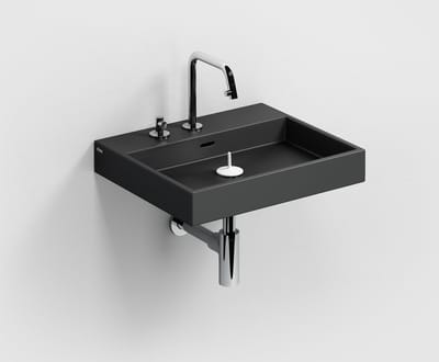 Clou Wash Me wastafel 50x42cm zonder plug Keramiek Zwart mat