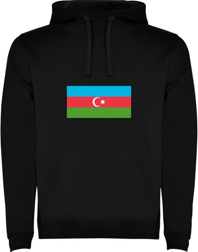 Zwarte Hoodie met Wereldse vlag land Azerbaijan Full Color Maat M